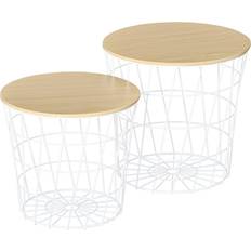 Accent tables for living room Homcom Set of 2 Coffee Frame Removable Top Nesting Table