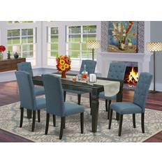 Blue Dining Sets East West Furniture 7Pc Dinette Dining Set