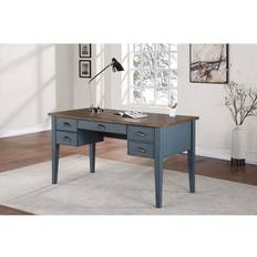 Blue Writing Desks Farmhouse Half Pedestal Executive Writing Desk