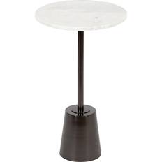 White round side table Kate and Laurel Tira Elegant Round Side 14 x 24 Black Agate Gold Small Table