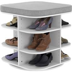 Polyester Hallway Furniture & Accessories ClosetMaid Revolution Rotating White/Gray Shoe Rack 22.8x23.2"