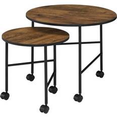 Round black side table Benjara 2 Piece Round End Nesting Table