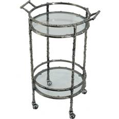 Silver Trolley Tables Benzara 30 Rolling Cart, 2 Trolley Table