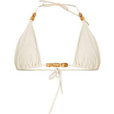 Beige Hauts de bikini PrettyLittleThing Wooden Bead Triangle Bikini Top - Sand