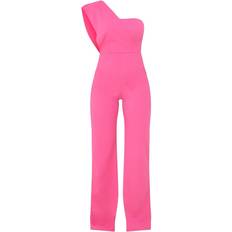 PrettyLittleThing Drape One Shoulder Jumpsuit - Hot Pink