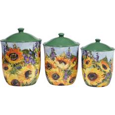 Green Kitchen Containers Certified International Sunflower Bouquet Canister Set Kitchen Container