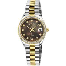 Gevril Gv2 WoMens Turin Diamond, Chocolate Brown MOP Dial, Two toned IPYG Silver & Gold One Size