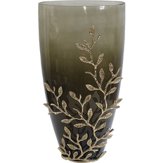 A&B Home Capri Aluminum Leaf Glass Vase