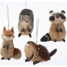 Kurt Adler S0706 3.5-6 Holiday Decorative Buri Woodland Animal Hanging Accessory Set 4 Pack Christmas Tree Ornament