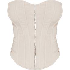 Femme Corsets PrettyLittleThing Shape Lace Up Back Woven Corset - Stone