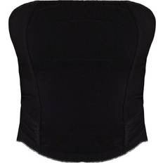 Viscose - Women Shapewear & Under Garments PrettyLittleThing Stretch Woven Bandeau Corset - Black