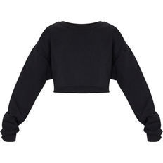 PrettyLittleThing Oversized Crop Sweatshirt - Black