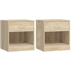 Wood Bedside Tables vidaXL Drawer Bedside Table 30.5x36.5cm 2pcs