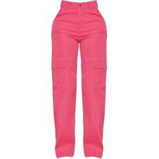 PrettyLittleThing Shape Buckle Detail Cargo Wide Leg Trousers - Hot Pink