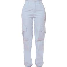 PrettyLittleThing Blå Bukser & Shorts PrettyLittleThing Shape Buckle Detail Cargo Wide Leg Trousers - Baby Blue