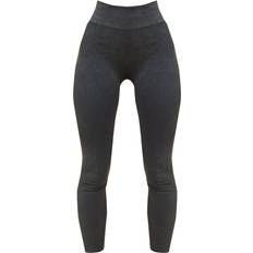 Polyamide Tights PrettyLittleThing Acid Wash Seamless Soft Rib High Waist Gym Leggings - Charcoal