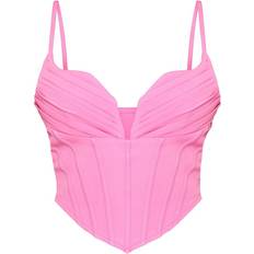 Coton - Femme Corsets PrettyLittleThing Strappy Pleated Bust Corset Detail Crop Top - Pink