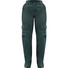 PrettyLittleThing Shape Buckle Detail Cargo Wide Leg Trousers - Pine Green