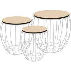 Plywood Coffee Tables vidaXL Iron and Poplar Coffee Table 36cm 3pcs