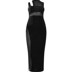 Meshdetaljer Klänningar PrettyLittleThing Slinky Mesh Insert Racer Midaxi Dress - Black