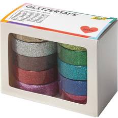 Aufkleber Folia Deko-Klebeband GLITZER 10er-Set in bunt