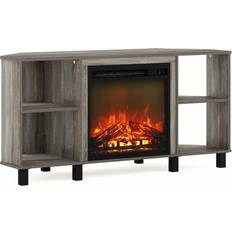 Corner fireplace tv stand Furinno Jensen Corner Fireplace French Oak Grey TV Bench 46.5x23"