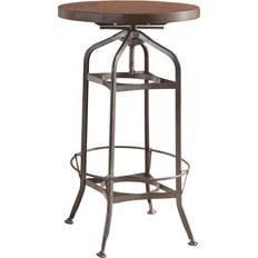 Furniture Benjara Wood And Metal Adjustable Height With 2 Bar Stool