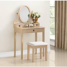 Gold Dressing Tables Roundhill Furniture Moniys Wood Moniya Dressing Table