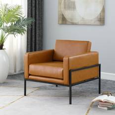 Brown leather lounge chair HomePop Modern Metal Lounge Chair