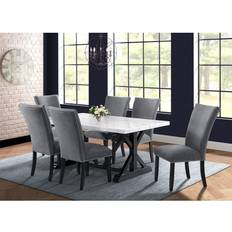 Marble dining table set Hanover Capri Natural & Gray Dining Set 42x70" 7