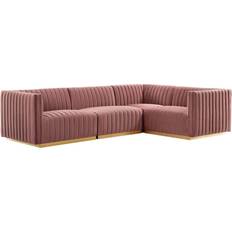 modway Conjure Channel Performance Velvet Sectional Sofa 109.5" 4pcs 3 Seater