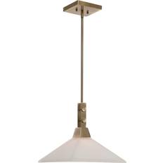 Uttermost Brookdale Aged Brass/White Pendant Lamp 13"