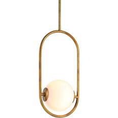 CORBETT LIGHTING Everley 1 Light Vintage Brass Glass Pendant Lamp