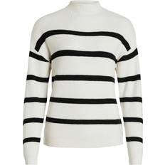 Vila Striped Knit Sweater - White Alyssum