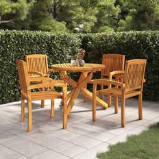 vidaXL Solid Wood Teak Garden Patio Dining Set, 1 Table incl. 4 Chairs