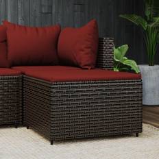Rattan Garden Chairs vidaXL Patio Footrest Brown with Cushion Brown Poly Rattan