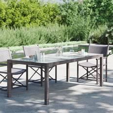 vidaXL Tavolo Giardino Marrone 190x90x75 cm Vetro Temperato Polyrattan