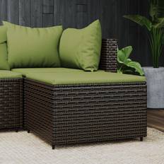 VidaXL Hocker vidaXL Gartenhocker Mit Kissen Braun Poly Rattan