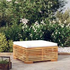 vidaXL Poggiapiedi Da Giardino Con Cuscino Crema Legno Massello Teakcod Mxl 95431