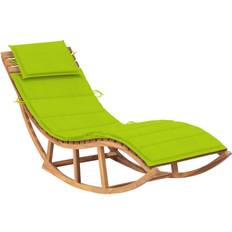 Vert Chaises longues vidaXL Chaise Longue À Bascule Transat de Patio Chaise Longue d'Extérieur Bain de Soleil de Terrasse Jardin Balcon Bois de Teck Solide