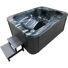 Home Deluxe Buitenwhirlpool Zwart Marmer Met Trap en Thermische Afdekking