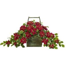 Natural Artificial Plants Nearly Natural 18in. Poinsettia Variegated Holly Kunstig plante