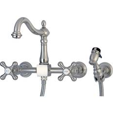 Kingston Brass Heritage 8-Inch Centerset Wall Mount Kitchen Faucet Brushed Nickel