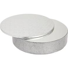 Beige Cake Stands Sparkle and Bash 2 Piece Silver Foil Wedding Cake Stand