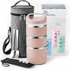 Gold Food Containers Stackable Stainless Steel Thermal Compartment Lunch Box 1380ml Food Container
