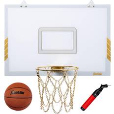 Franklin Basketball Franklin Sports Mini Basketball Hoop Premium Gold Chrome Wall Mounted Backboard Mini Hoop w/ Rim Net Mini Ball Included in White/Yellow White/Yellow