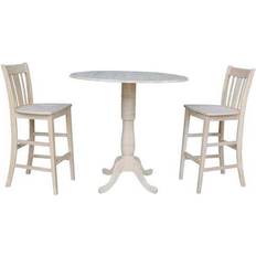 Beige Bar Tables International Concepts Unfinished Solid Wood Bar Table