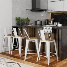 Industrial chairs set of 4 WyndenHall Josephine Industrial Bar Stool