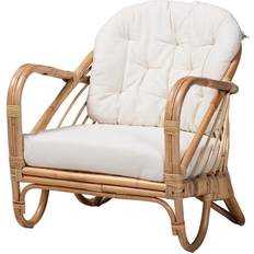 Baxton Studio White Lounge Chairs Baxton Studio Aliane Natural Lounge Chair