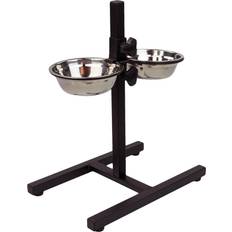 KCT Adjustable Height Pet Dog Feeding Stand with 2 Bowls